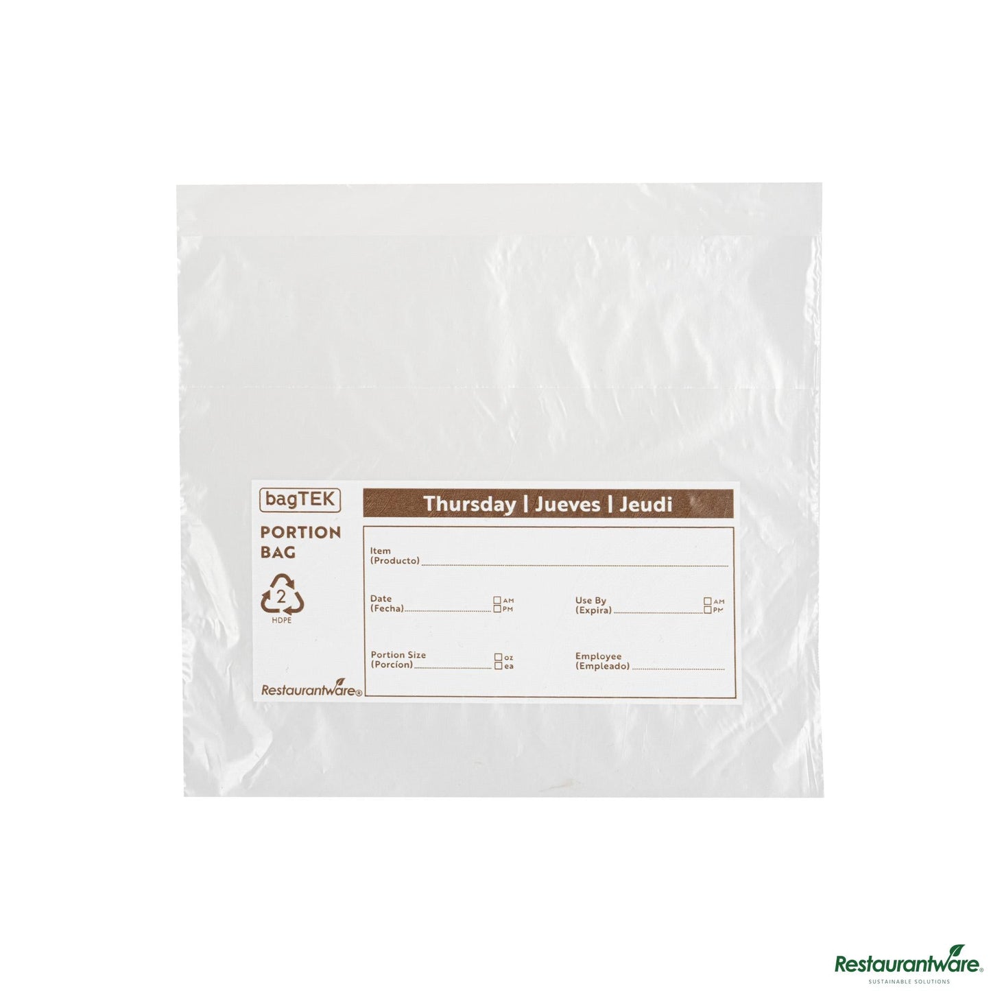 Wholesale Restaurantware Clear and Brown Plastic Day of the Week Thursday Portion Bag - 6.5"×7"×0.001"- Bulk