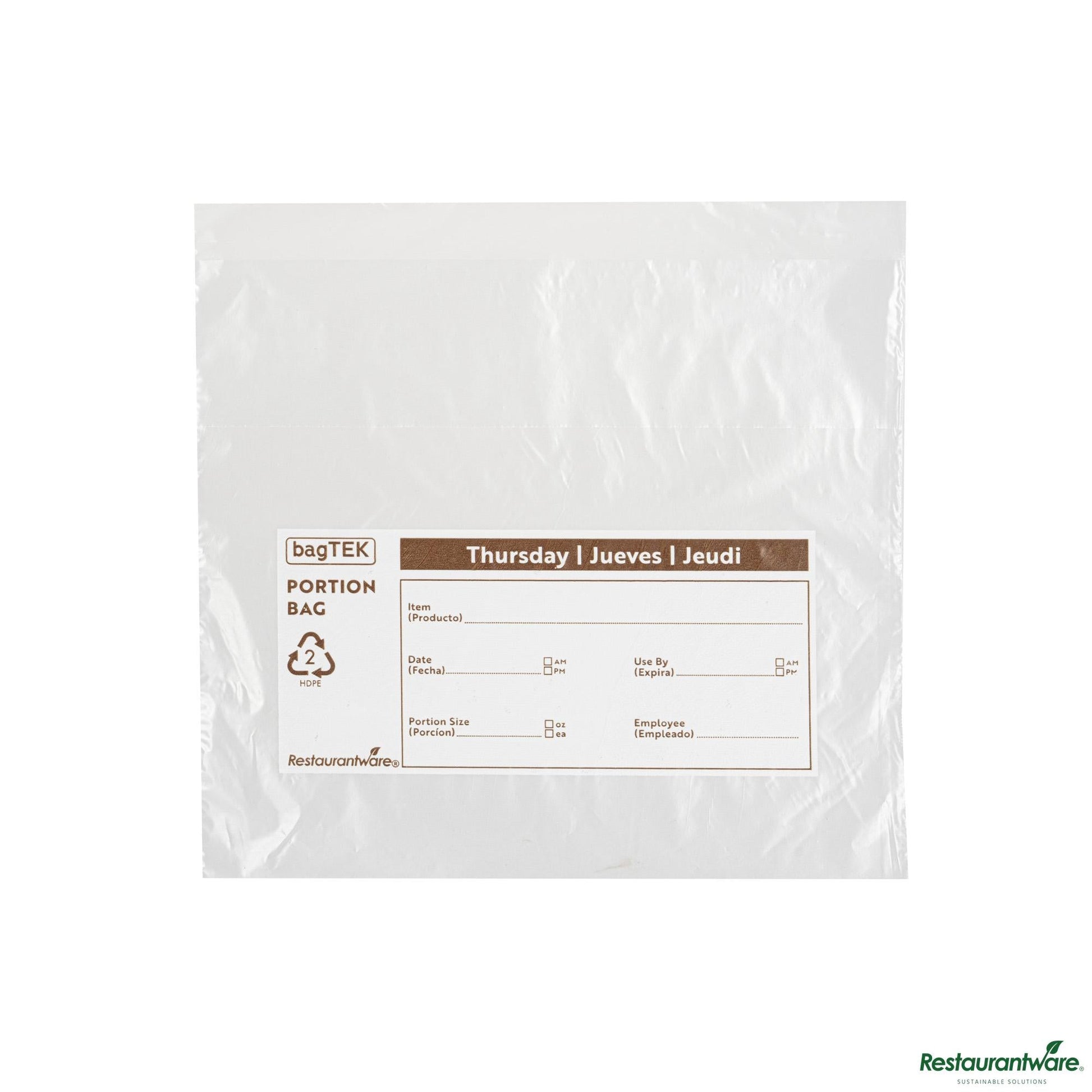 Wholesale Restaurantware Clear and Brown Plastic Day of the Week Thursday Portion Bag - 6.5"×7"×0.001"- Bulk
