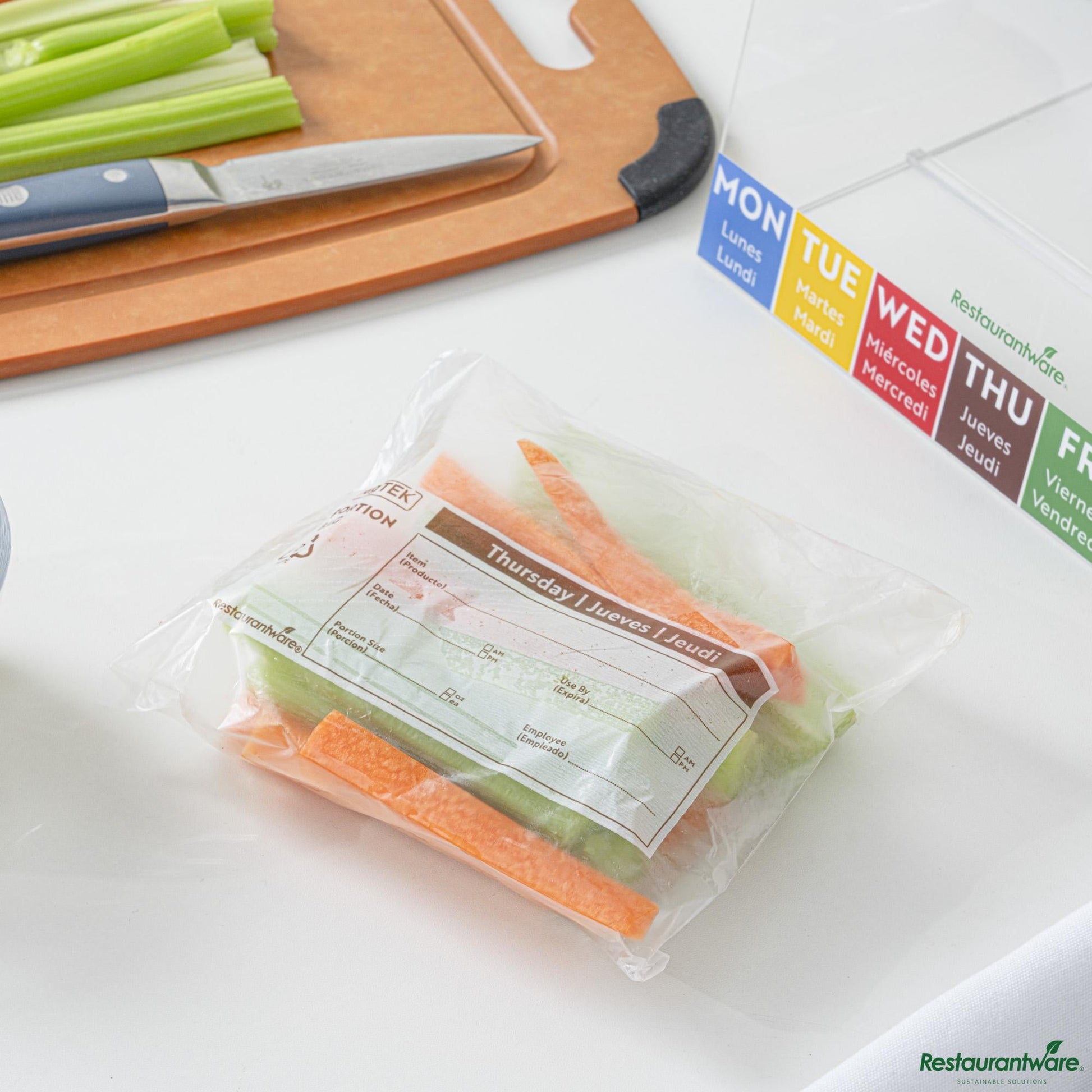 Wholesale Restaurantware Clear and Brown Plastic Day of the Week Thursday Portion Bag - 6.5"×7"×0.001"- Bulk