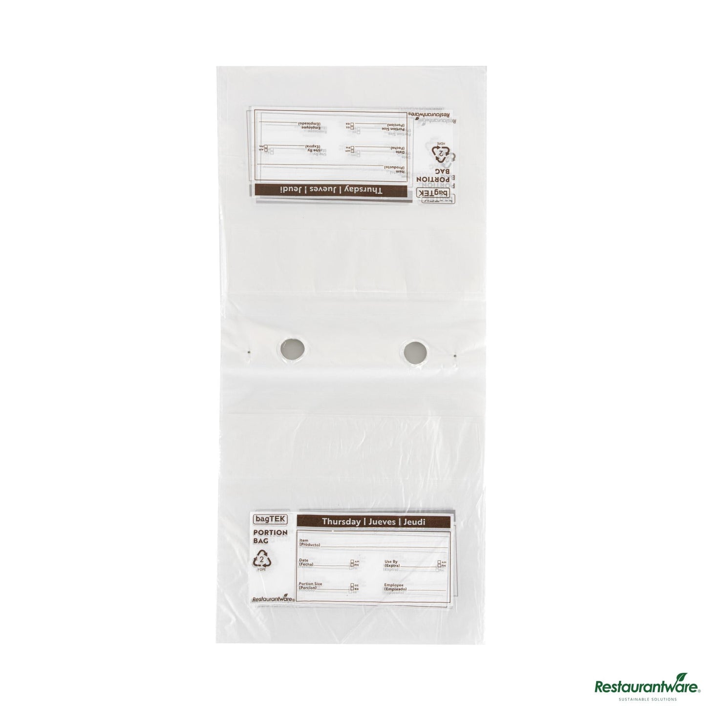 Wholesale Restaurantware Clear and Brown Plastic Day of the Week Thursday Portion Bag - 6.5"×7"×0.001"- Bulk