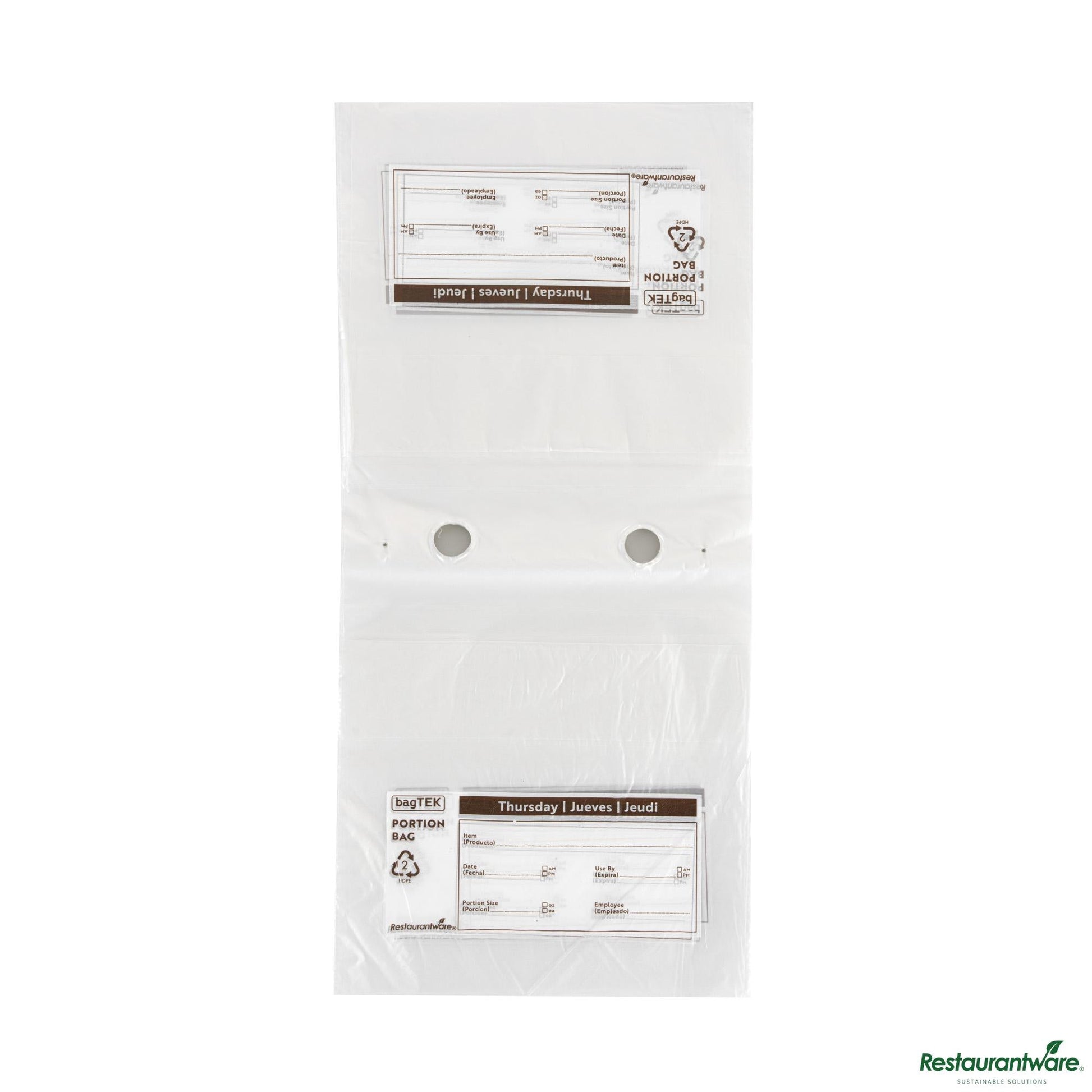 Wholesale Restaurantware Clear and Brown Plastic Day of the Week Thursday Portion Bag - 6.5"×7"×0.001"- Bulk