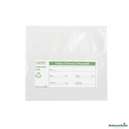 Wholesale Restaurantware Clear and Green Plastic Day of the Week Friday Portion Bag - 6.5"×7"×0.001"- Bulk