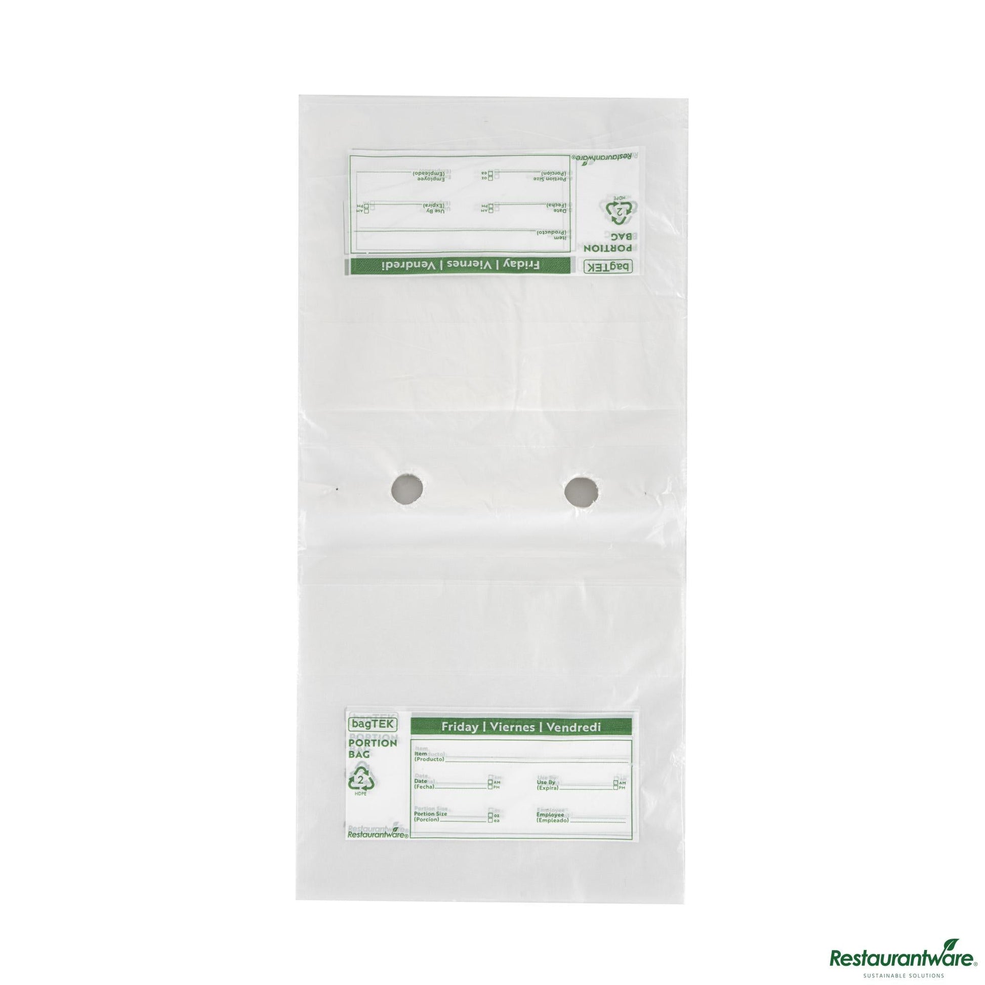 Wholesale Restaurantware Clear and Green Plastic Day of the Week Friday Portion Bag - 6.5"×7"×0.001"- Bulk