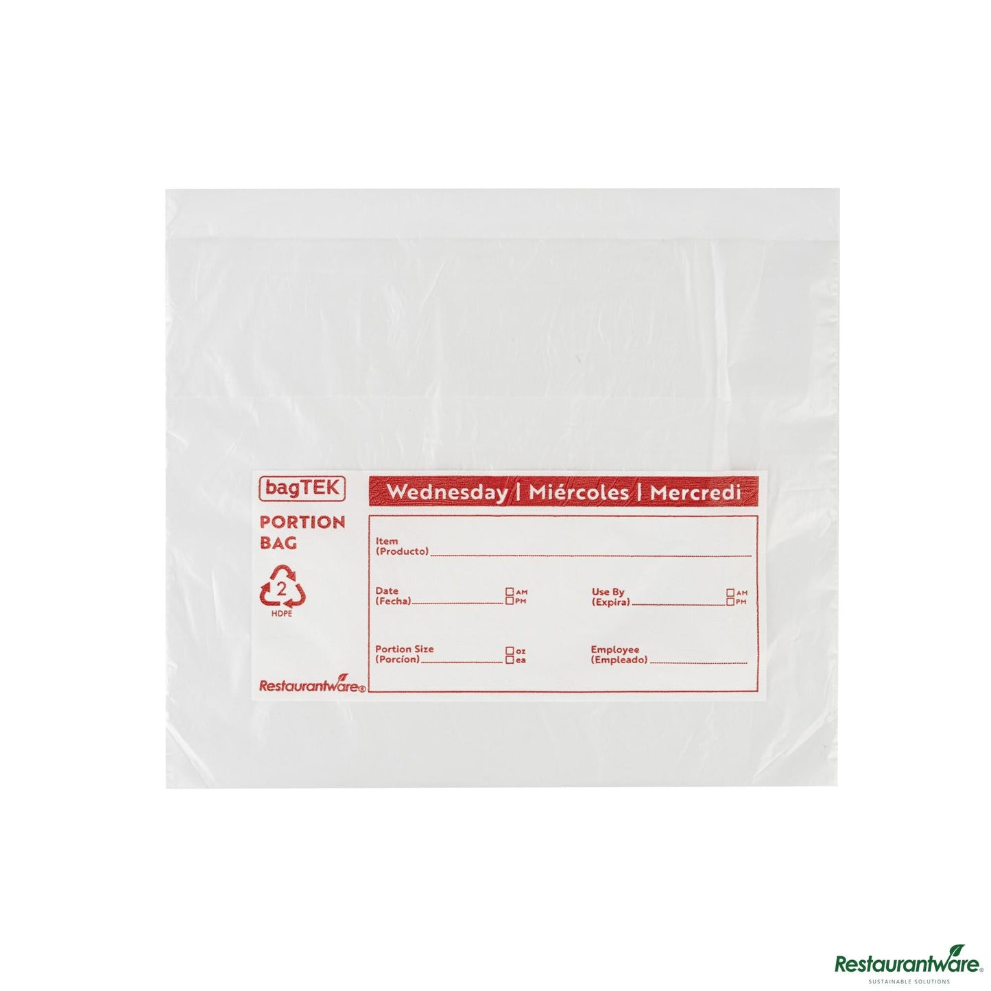 Wholesale Restaurantware Clear and Red Plastic Day of the Week Wednesday Portion Bag - 6.5"×7"×0.001"- Bulk