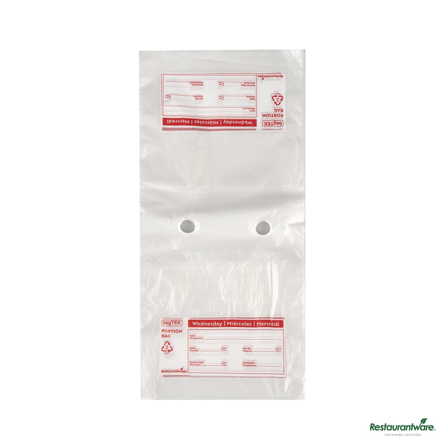 Wholesale Restaurantware Clear and Red Plastic Day of the Week Wednesday Portion Bag - 6.5"×7"×0.001"- Bulk