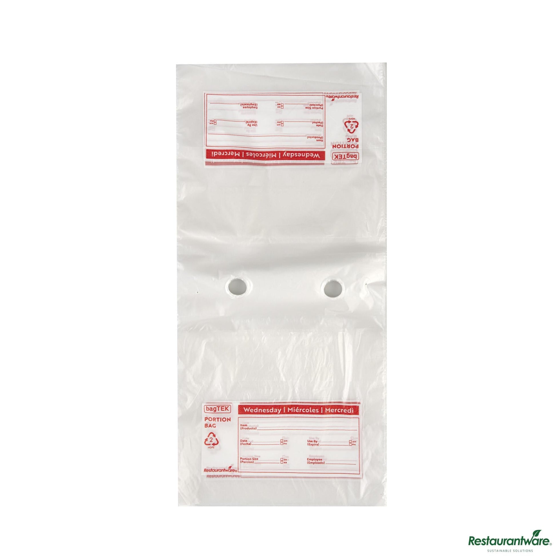 Wholesale Restaurantware Clear and Red Plastic Day of the Week Wednesday Portion Bag - 6.5"×7"×0.001"- Bulk