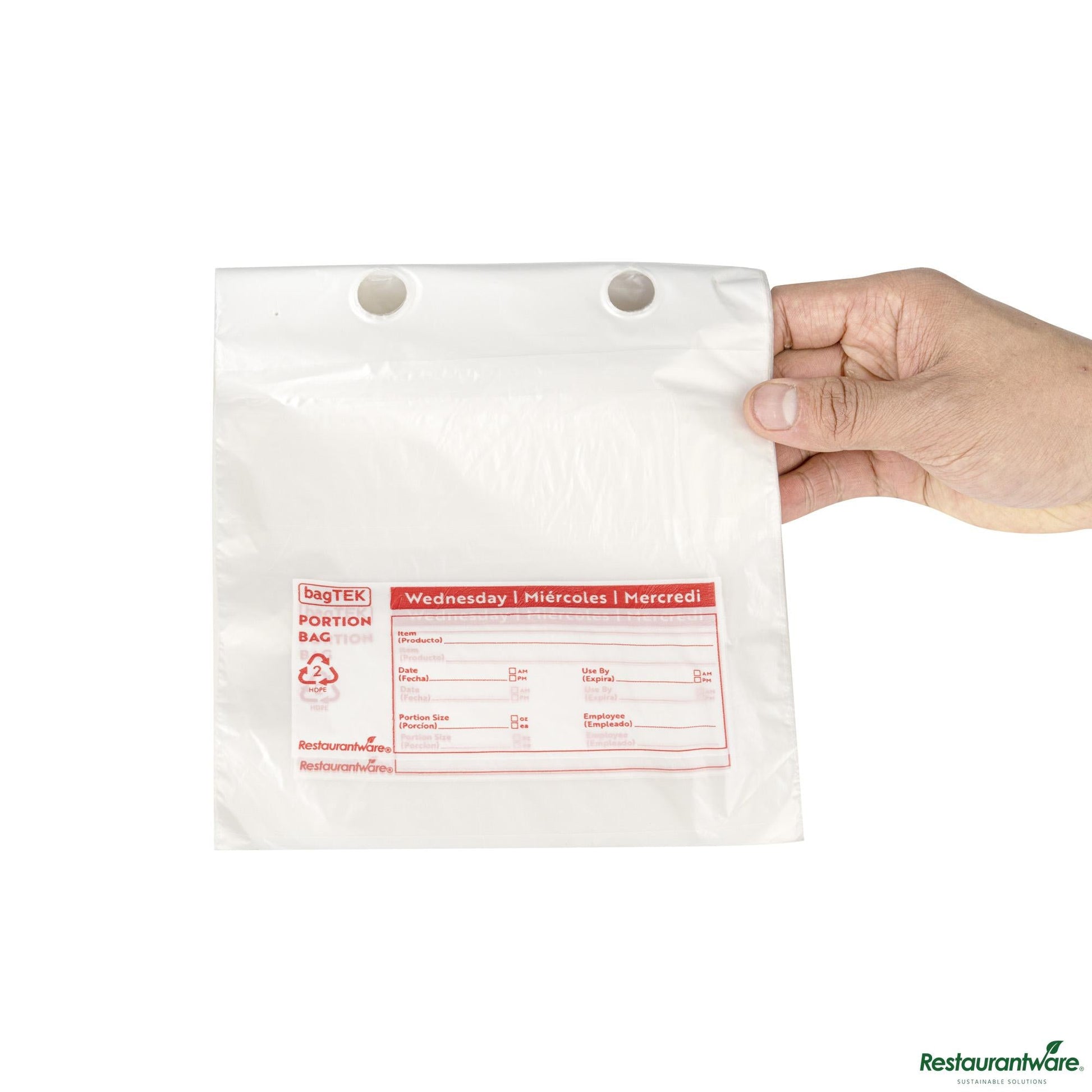 Wholesale Restaurantware Clear and Red Plastic Day of the Week Wednesday Portion Bag - 6.5"×7"×0.001"- Bulk