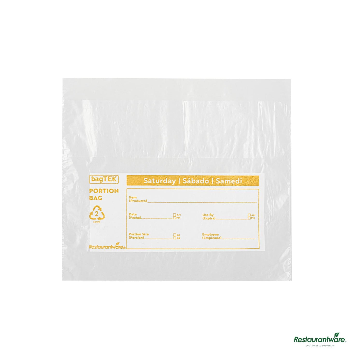 Wholesale Restaurantware Clear and Orange Plastic Day of the Week Saturday Portion Bag - 6.5"×7"×0.001"- Bulk
