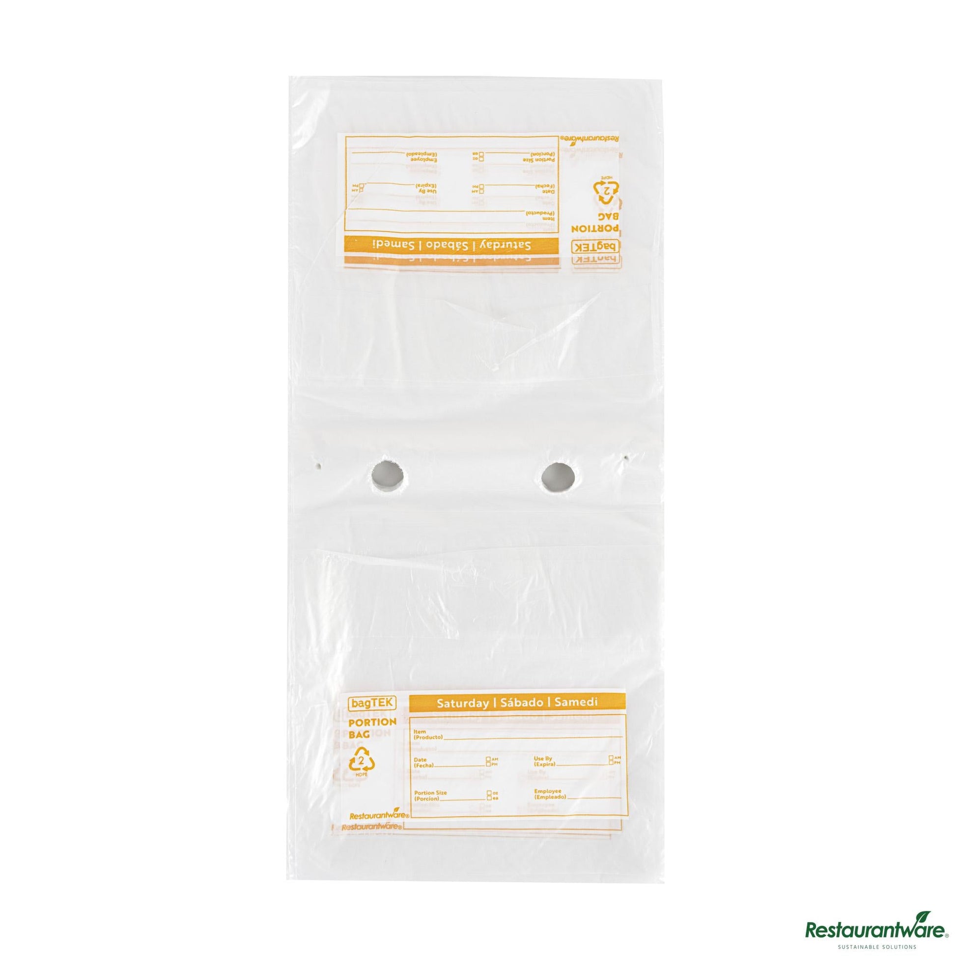 Wholesale Restaurantware Clear and Orange Plastic Day of the Week Saturday Portion Bag - 6.5"×7"×0.001"- Bulk