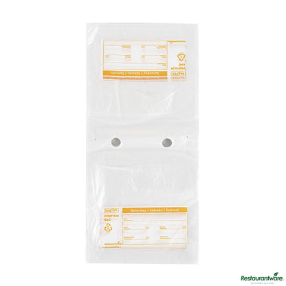 Wholesale Restaurantware Clear and Orange Plastic Day of the Week Saturday Portion Bag - 6.5"×7"×0.001"- Bulk