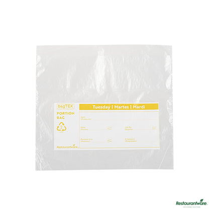 Wholesale Restaurantware Clear and Yellow Plastic Day of the Week Tuesday Portion Bag - 6.5"×7"×0.001"- Bulk