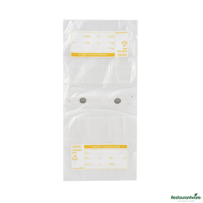 Wholesale Restaurantware Clear and Yellow Plastic Day of the Week Tuesday Portion Bag - 6.5"×7"×0.001"- Bulk