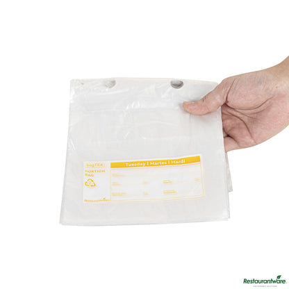 Wholesale Restaurantware Clear and Yellow Plastic Day of the Week Tuesday Portion Bag - 6.5"×7"×0.001"- Bulk