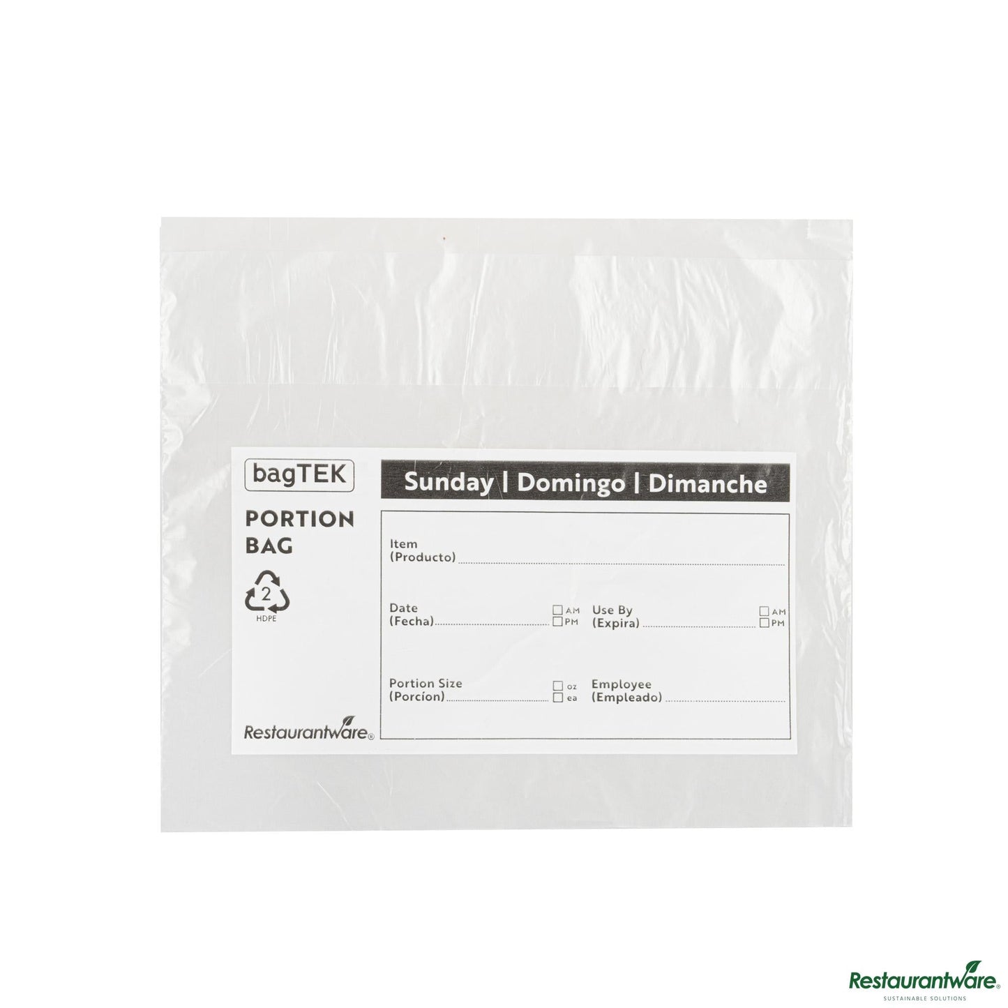 Wholesale Restaurantware Clear and Black Plastic Day of the Week Sunday Portion Bag - 8.5"×8.5"×0.001"- Bulk