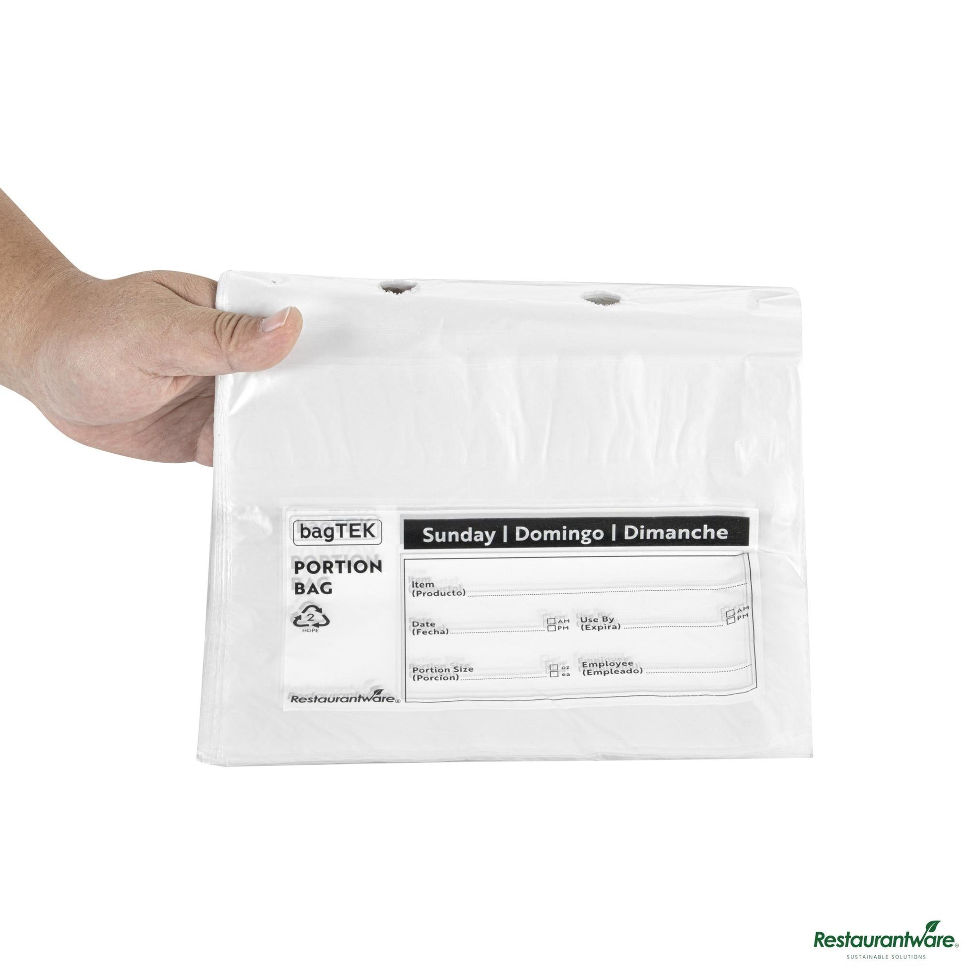 Wholesale Restaurantware Clear and Black Plastic Day of the Week Sunday Portion Bag - 8.5"×8.5"×0.001"- Bulk