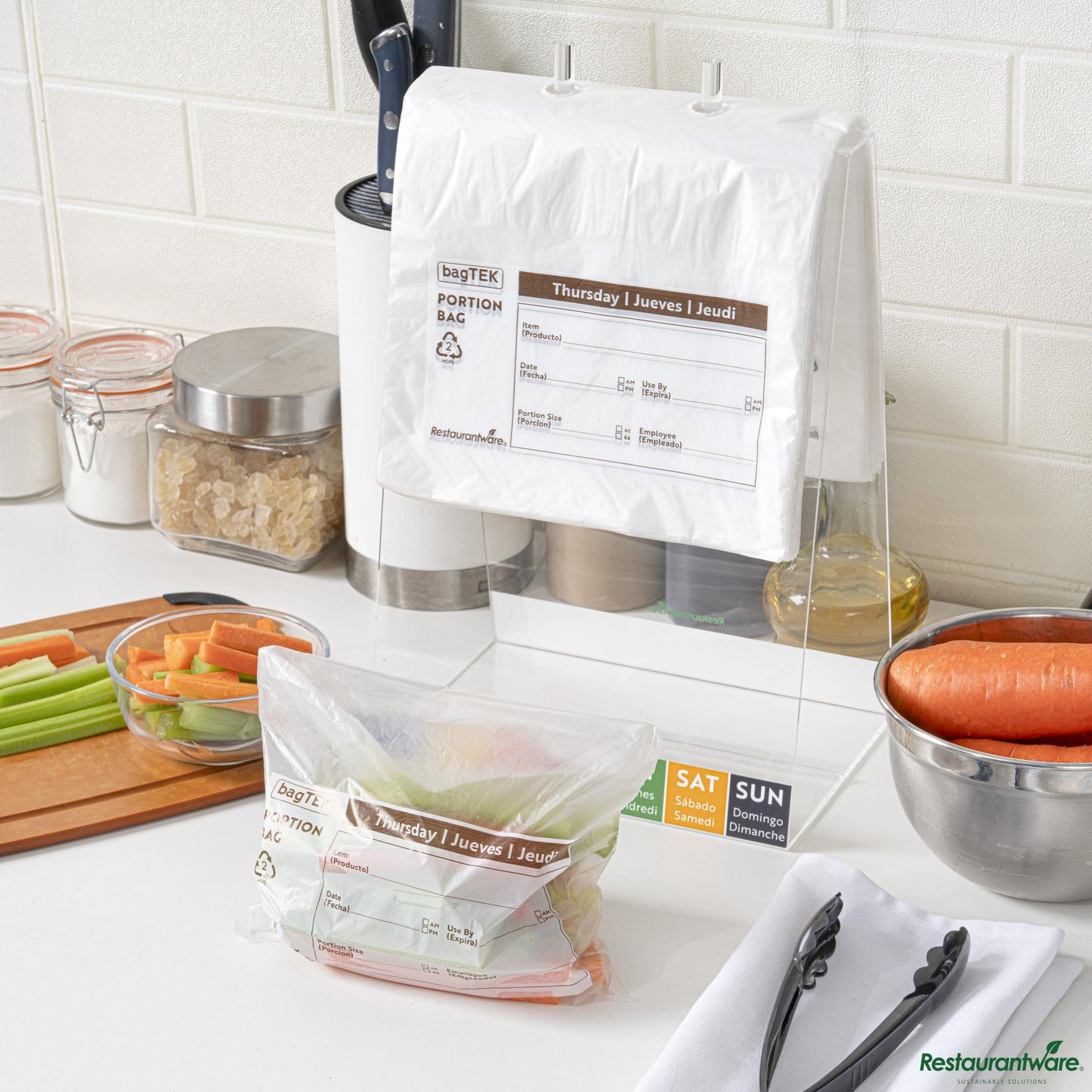 Wholesale Restaurantware Clear and Brown Plastic Day of the Week Thursday Portion Bag - 8.5"×8.5"×0.001"- Bulk