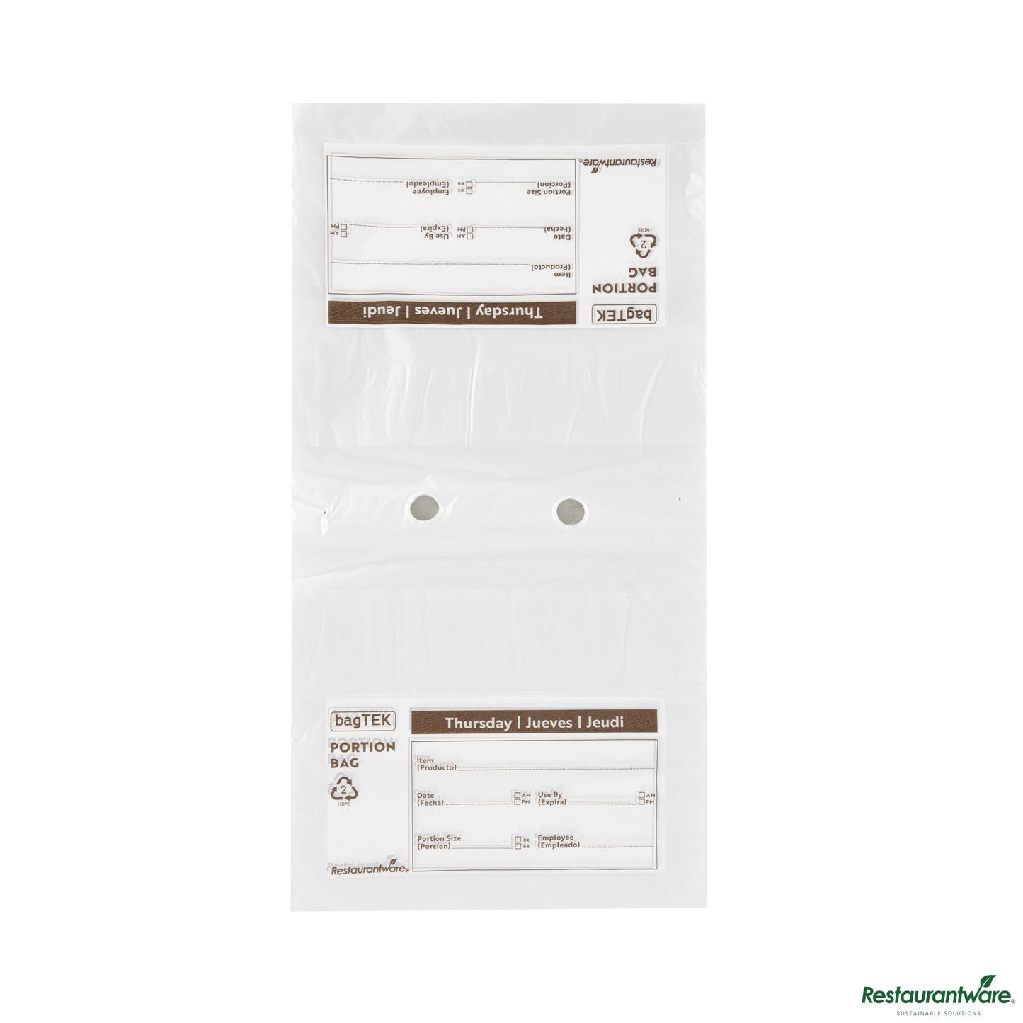 Wholesale Restaurantware Clear and Brown Plastic Day of the Week Thursday Portion Bag - 8.5"×8.5"×0.001"- Bulk