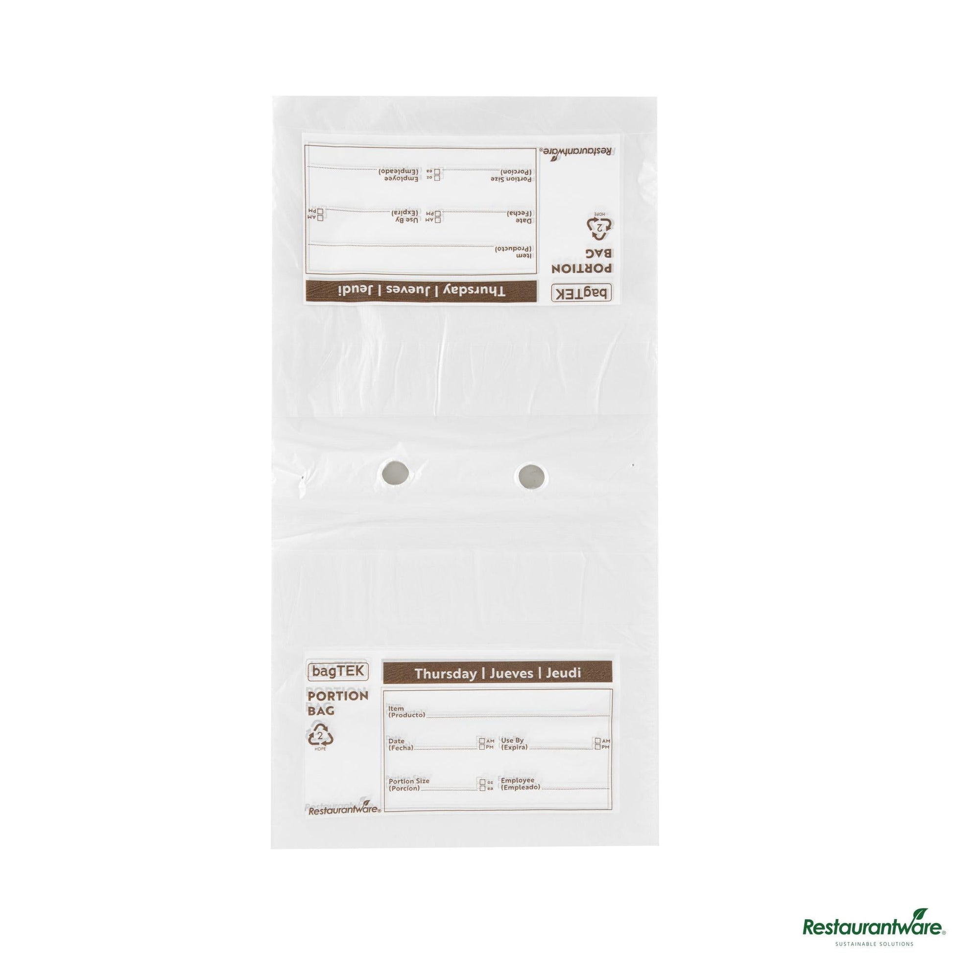 Wholesale Restaurantware Clear and Brown Plastic Day of the Week Thursday Portion Bag - 8.5"×8.5"×0.001"- Bulk