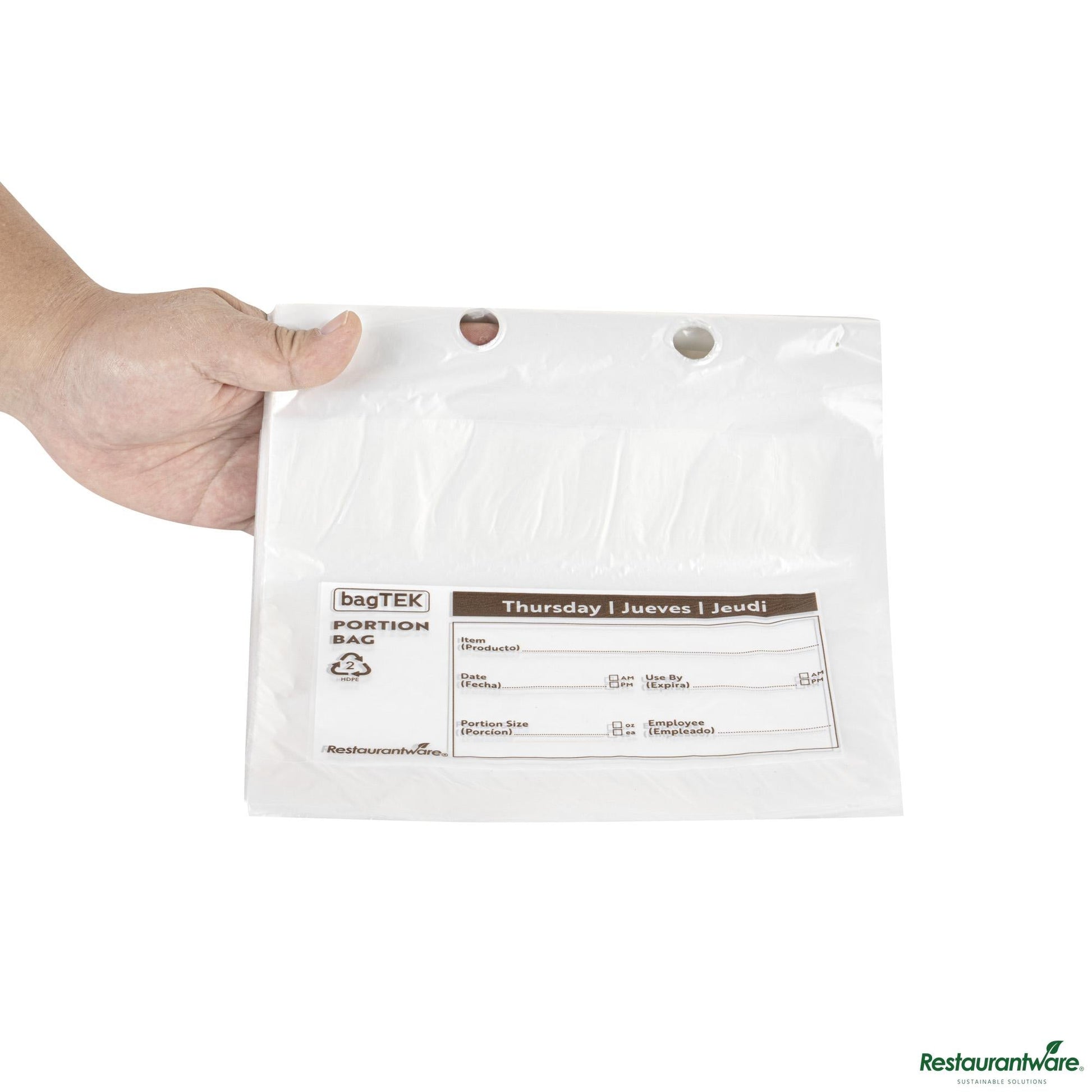 Wholesale Restaurantware Clear and Brown Plastic Day of the Week Thursday Portion Bag - 8.5"×8.5"×0.001"- Bulk
