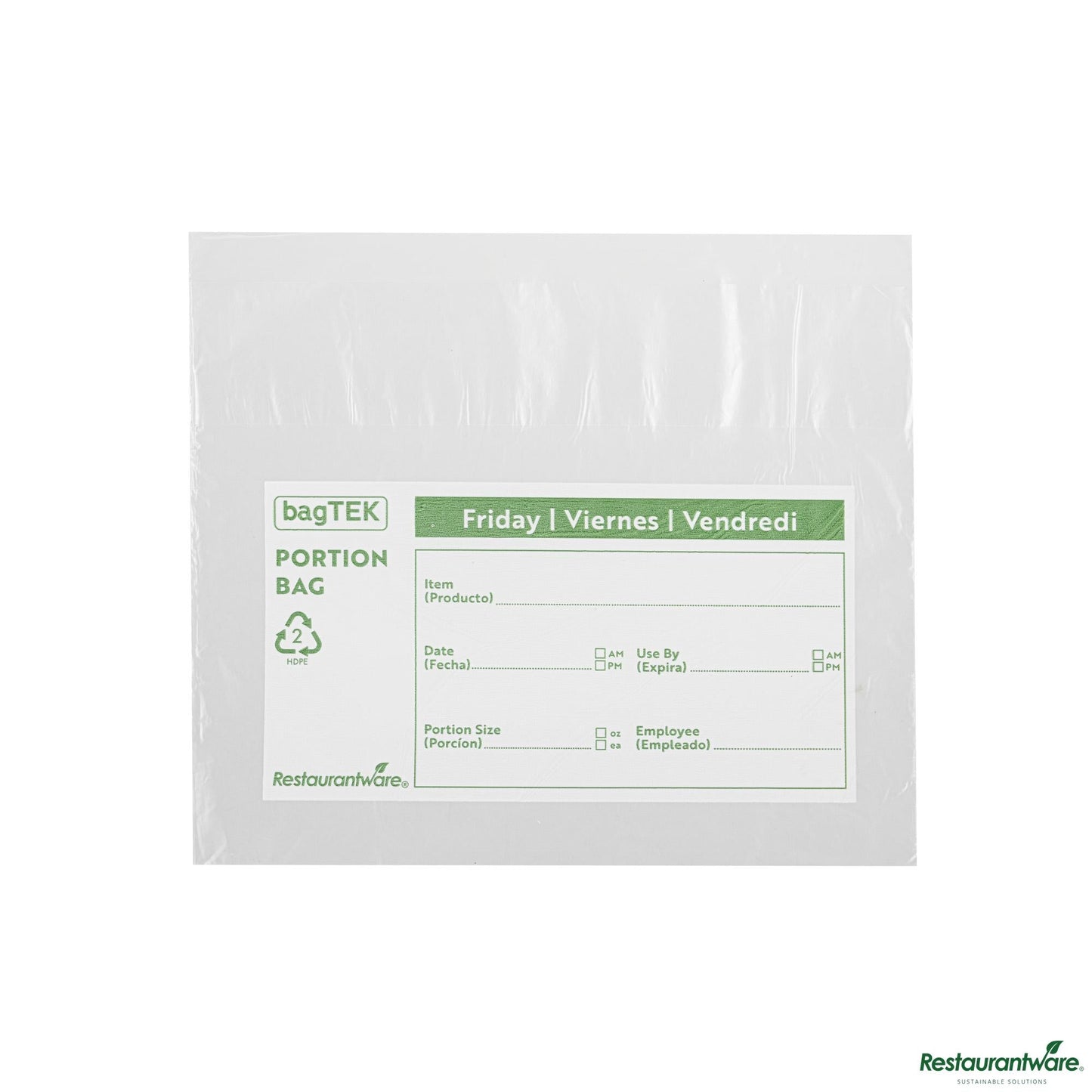 Wholesale Restaurantware Clear and Green Plastic Day of the Week Friday Portion Bag - 8.5"×8.5"×0.001"- Bulk