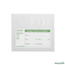 Wholesale Restaurantware Clear and Green Plastic Day of the Week Friday Portion Bag - 8.5"×8.5"×0.001"- Bulk