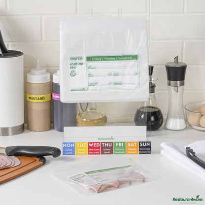 Wholesale Restaurantware Clear and Green Plastic Day of the Week Friday Portion Bag - 8.5"×8.5"×0.001"- Bulk