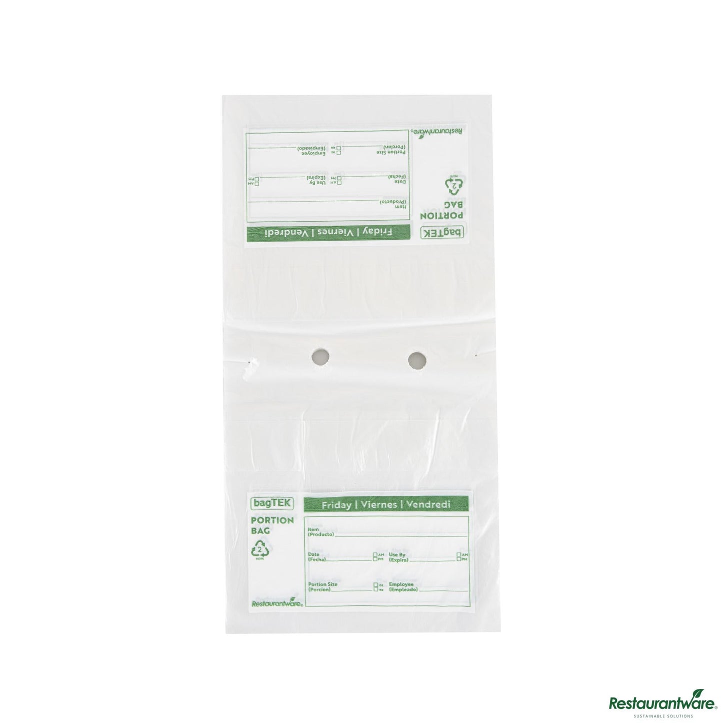 Wholesale Restaurantware Clear and Green Plastic Day of the Week Friday Portion Bag - 8.5"×8.5"×0.001"- Bulk