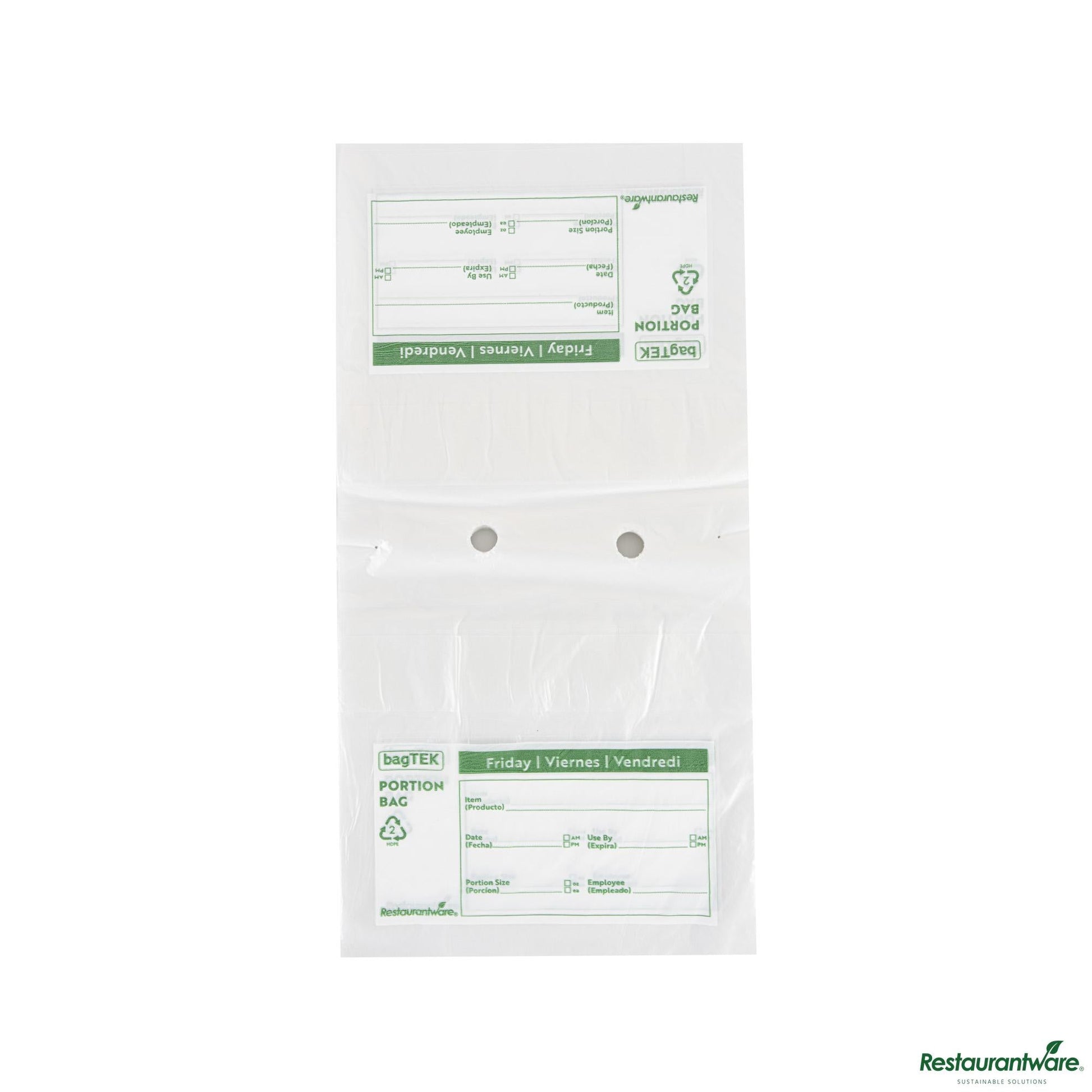 Wholesale Restaurantware Clear and Green Plastic Day of the Week Friday Portion Bag - 8.5"×8.5"×0.001"- Bulk