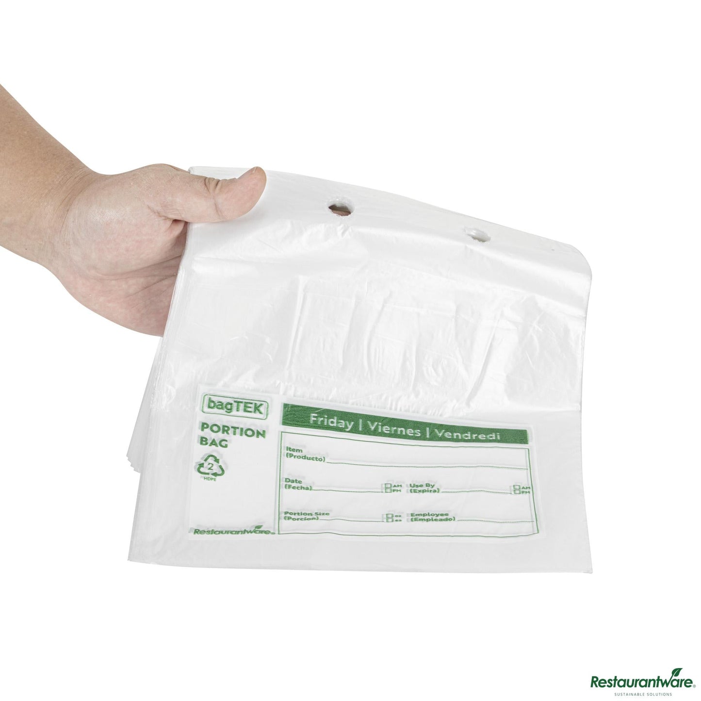 Wholesale Restaurantware Clear and Green Plastic Day of the Week Friday Portion Bag - 8.5"×8.5"×0.001"- Bulk