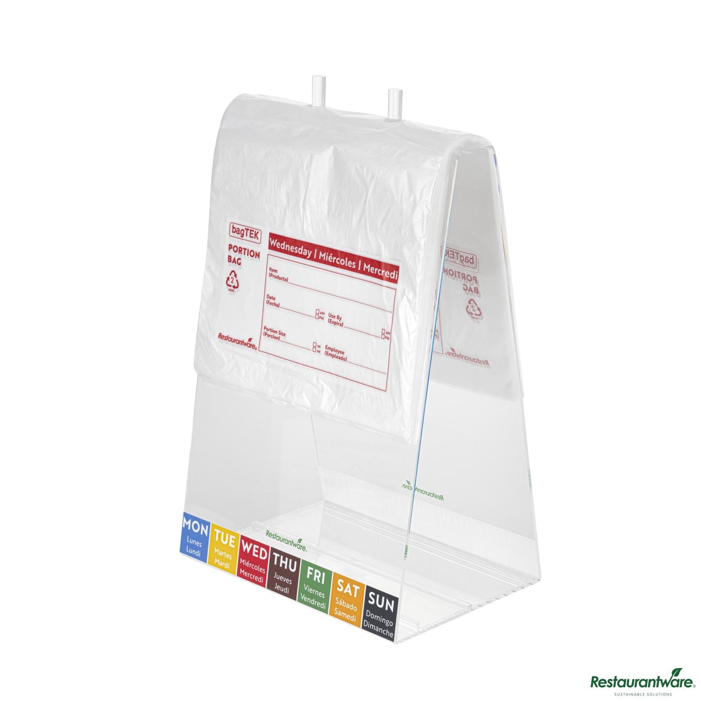 Restaurantware Clear and Red Plastic Day of the Week Wednesday Portion Bag - 8.5"×8.5"×0.001"