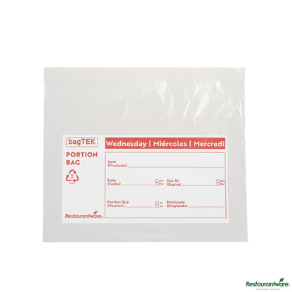 Restaurantware Clear and Red Plastic Day of the Week Wednesday Portion Bag - 8.5"×8.5"×0.001"
