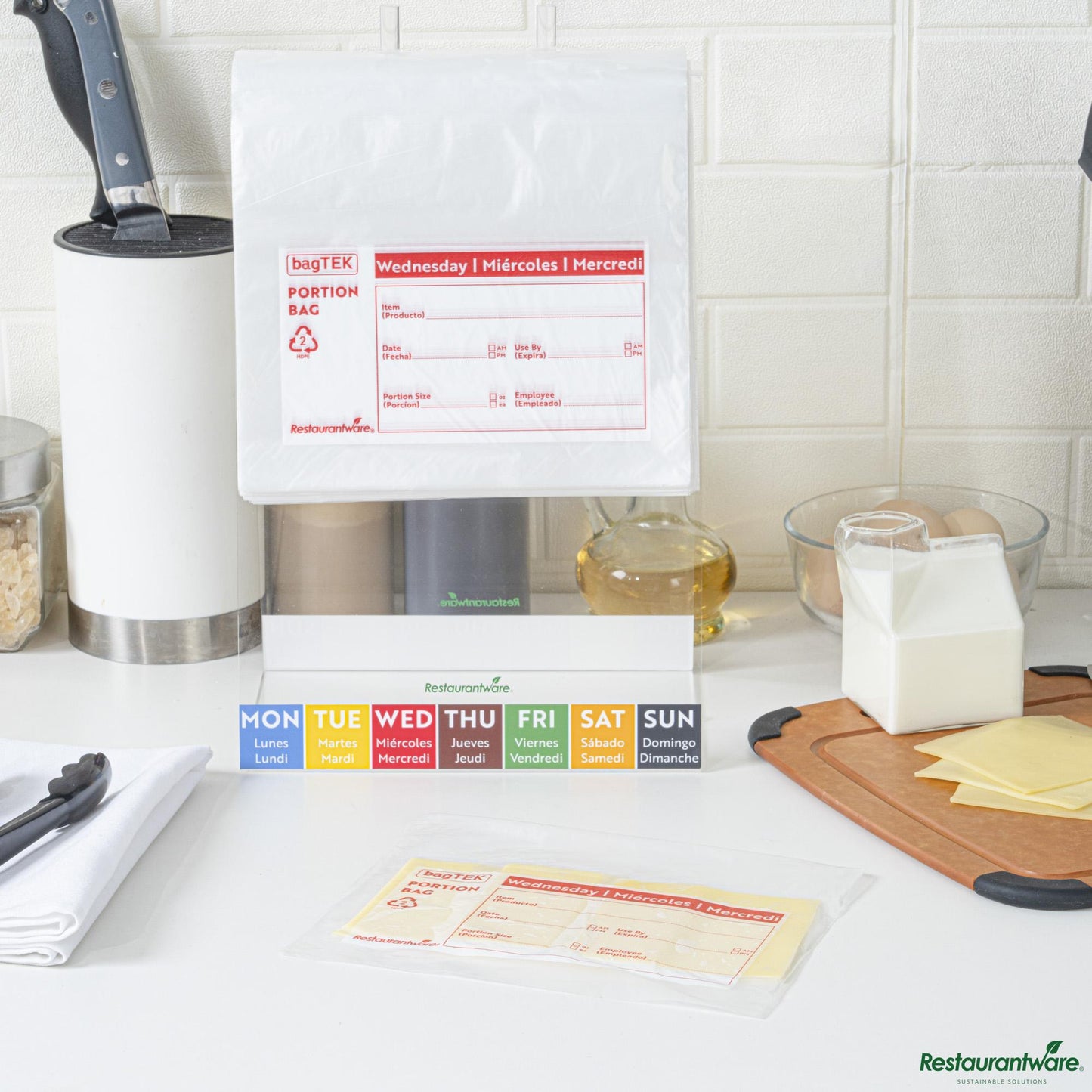Restaurantware Clear and Red Plastic Day of the Week Wednesday Portion Bag - 8.5"×8.5"×0.001"