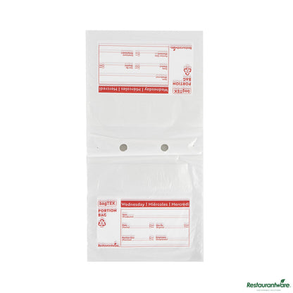 Restaurantware Clear and Red Plastic Day of the Week Wednesday Portion Bag - 8.5"×8.5"×0.001"
