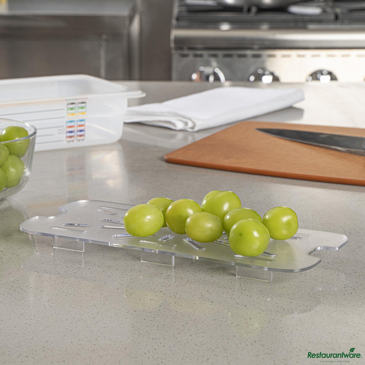 Wholesale Restaurantware 1/3 Size Clear Polycarbonate Drain Tray - 10.3"×4.4"×0.6"- Bulk