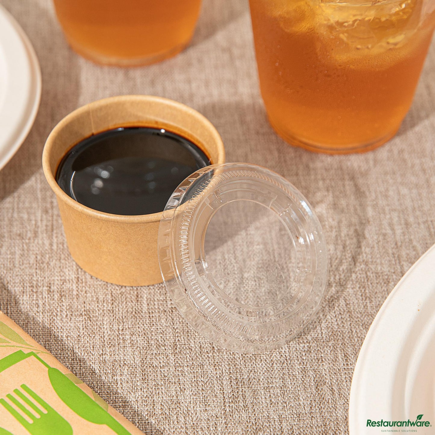 Wholesale Restaurantware Round Clear Pet Plastic Lid - Fits 1 to 4 Oz Portion Cups - 2.6"×2.6"×0.3"- Bulk