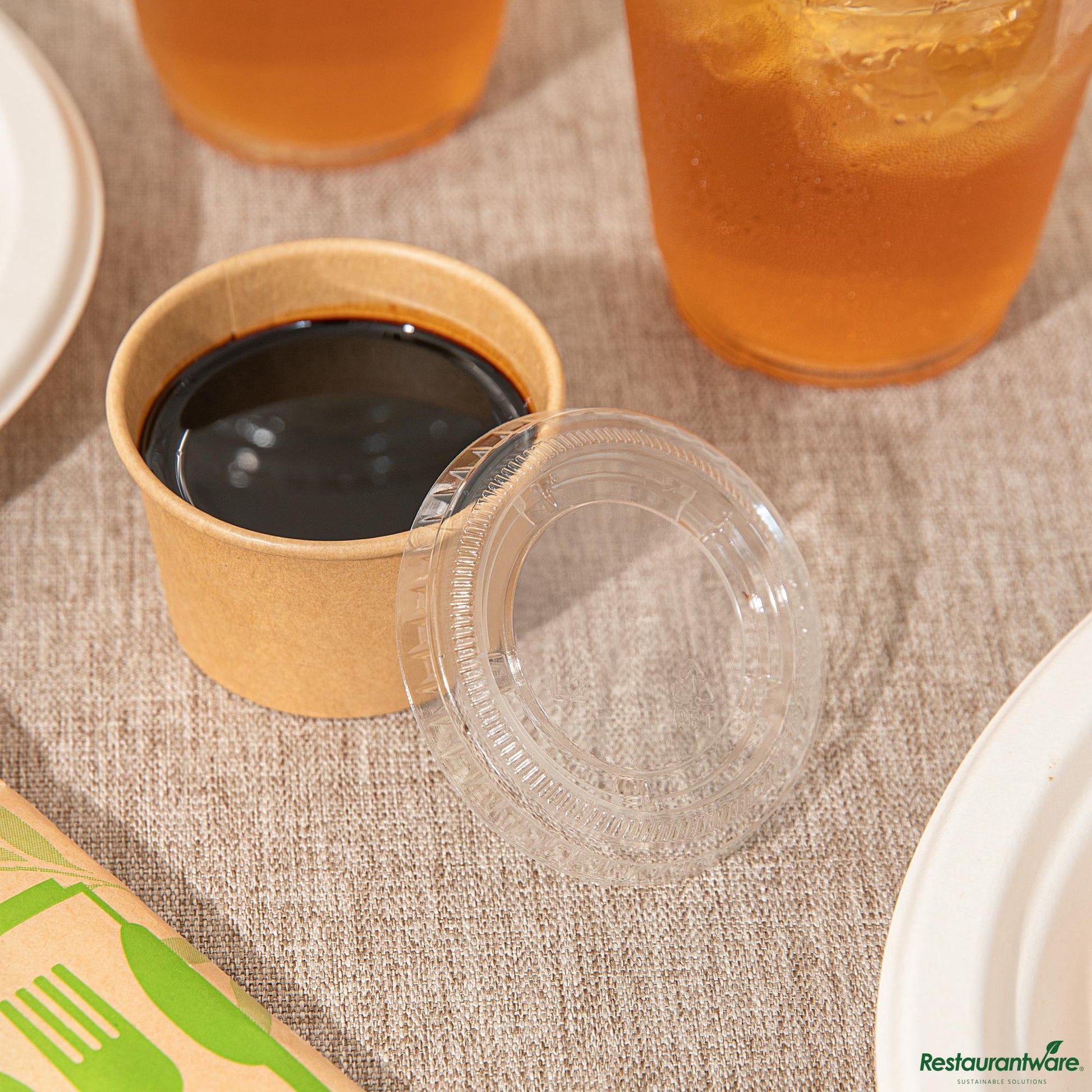 Wholesale Restaurantware Round Clear Pet Plastic Lid - Fits 1 to 4 Oz Portion Cups - 2.6"×2.6"×0.3"- Bulk