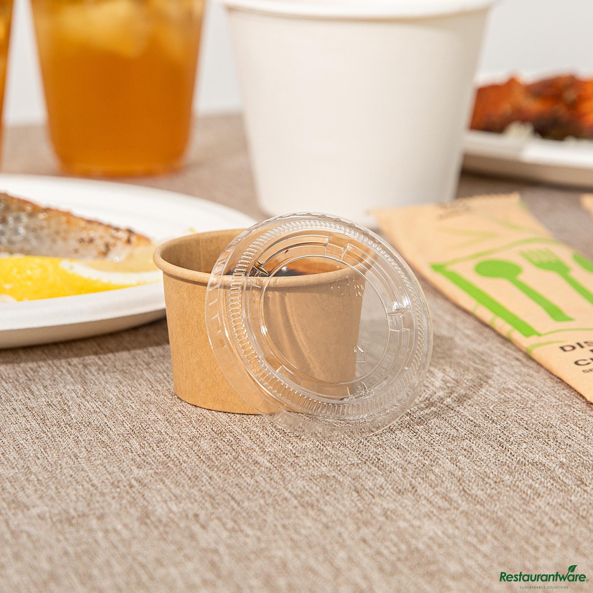 Wholesale Restaurantware Round Clear Pet Plastic Lid - Fits 1 to 4 Oz Portion Cups - 2.6"×2.6"×0.3"- Bulk