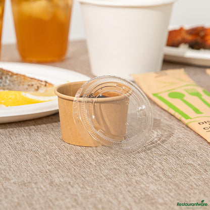 Wholesale Restaurantware Round Clear Pet Plastic Lid - Fits 1 to 4 Oz Portion Cups - 2.6"×2.6"×0.3"- Bulk