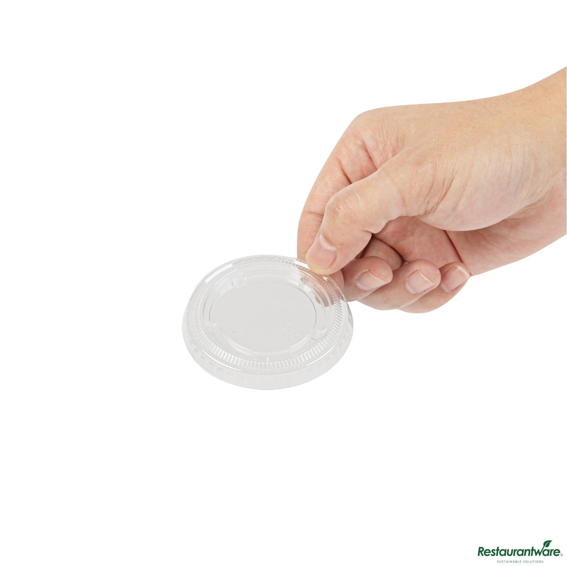 Wholesale Restaurantware Round Clear Pet Plastic Lid - Fits 1 to 4 Oz Portion Cups - 2.6"×2.6"×0.3"- Bulk