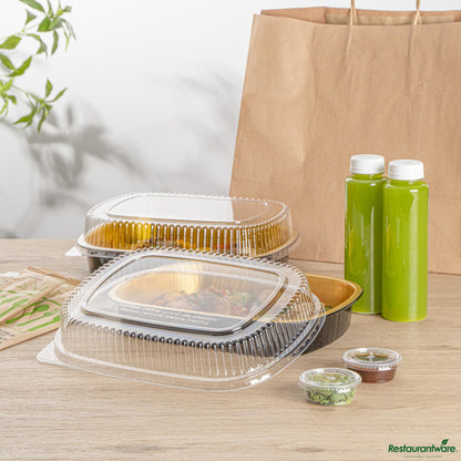 Wholesale Restaurantware Clear Plastic Lid - Fits 70 Oz Foil Take Out Pan - 11.5"×9"×2"- Bulk