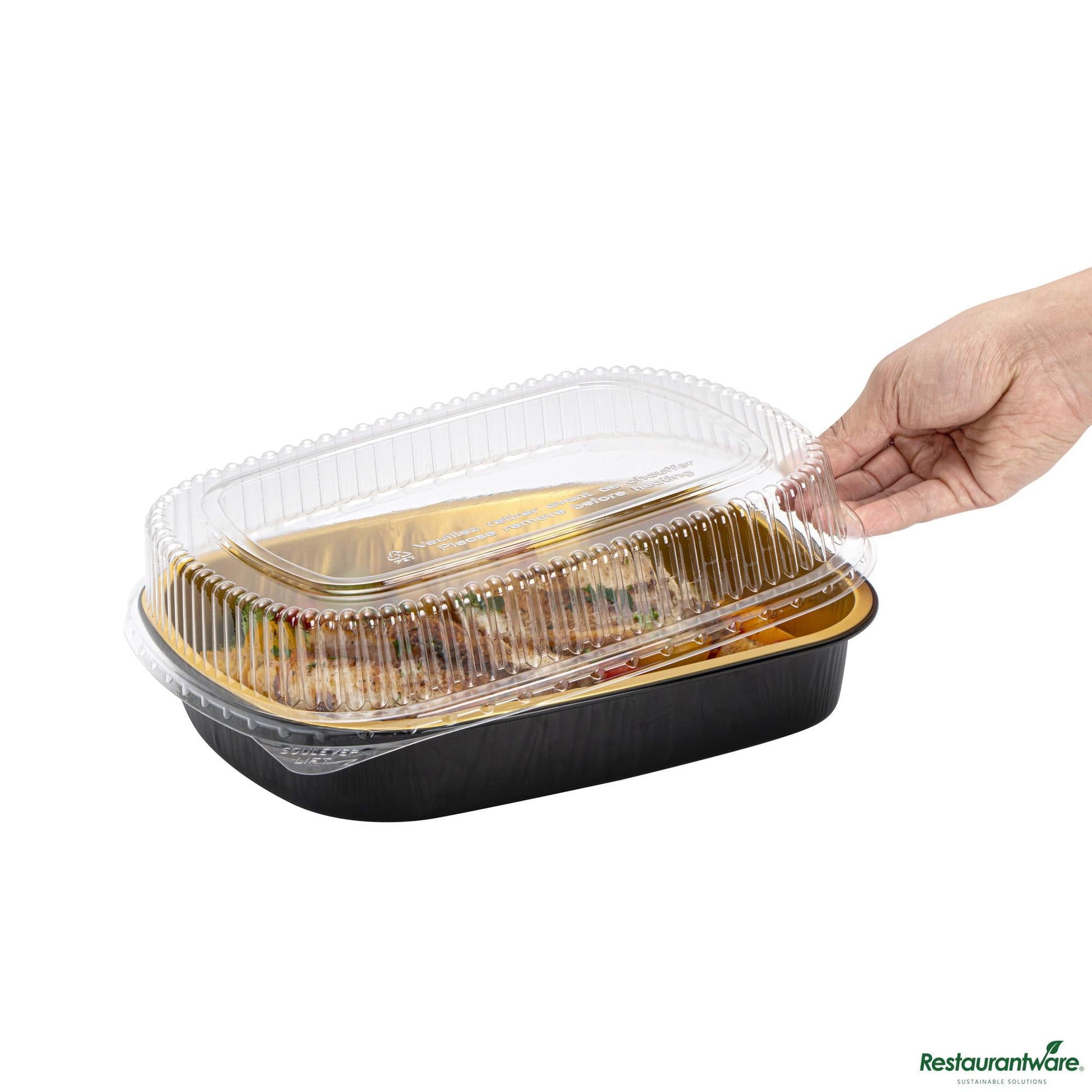 Wholesale Restaurantware Clear Plastic Lid - Fits 70 Oz Foil Take Out Pan - 11.5"×9"×2"- Bulk
