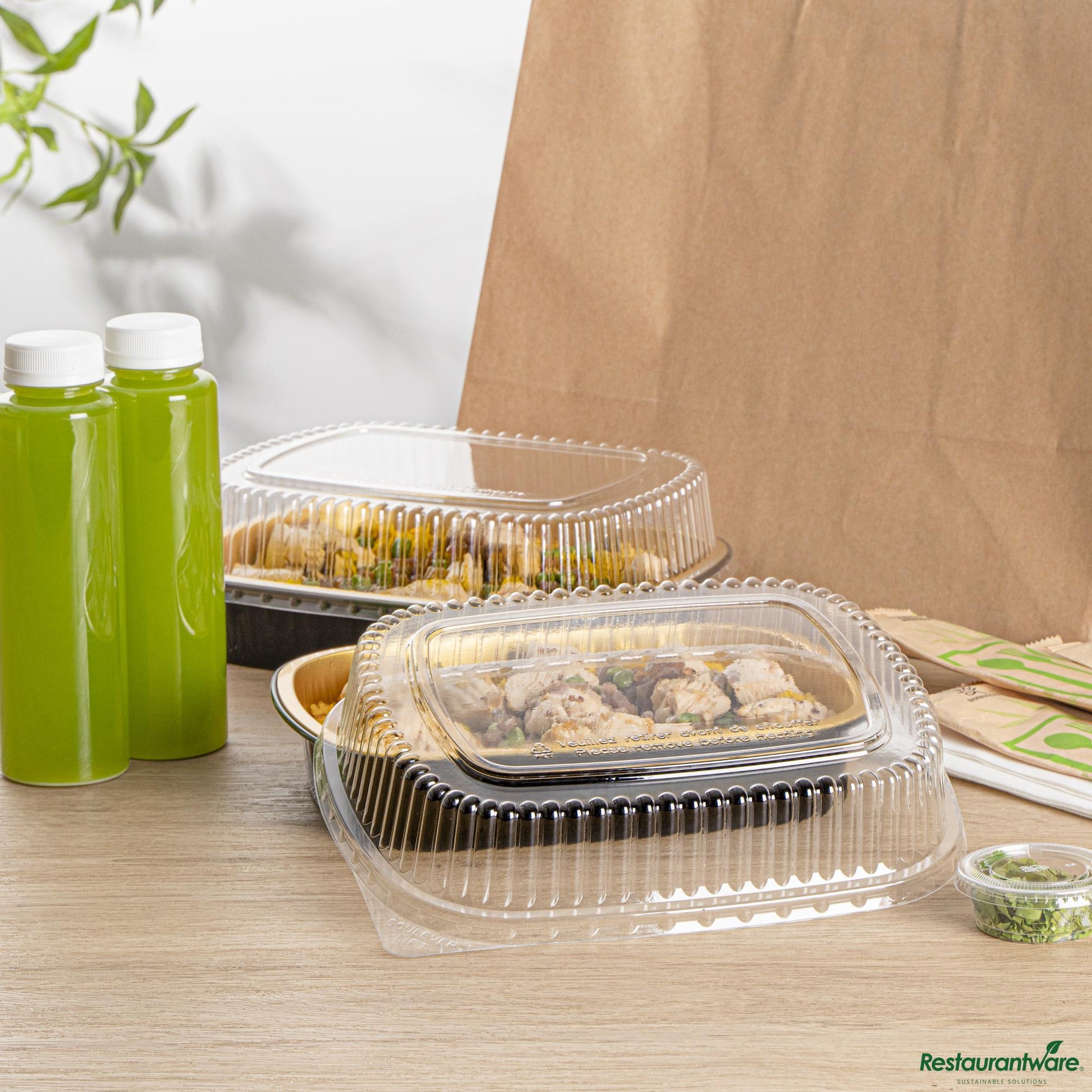 Wholesale Restaurantware Clear Plastic Lid - Fits 52 Oz Foil Take Out Pan - 10"×7.8"×2"- Bulk