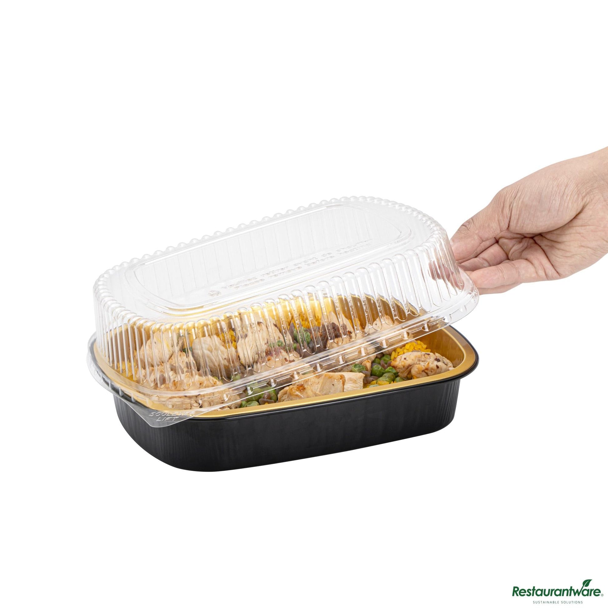 Wholesale Restaurantware Clear Plastic Lid - Fits 52 Oz Foil Take Out Pan - 10"×7.8"×2"- Bulk