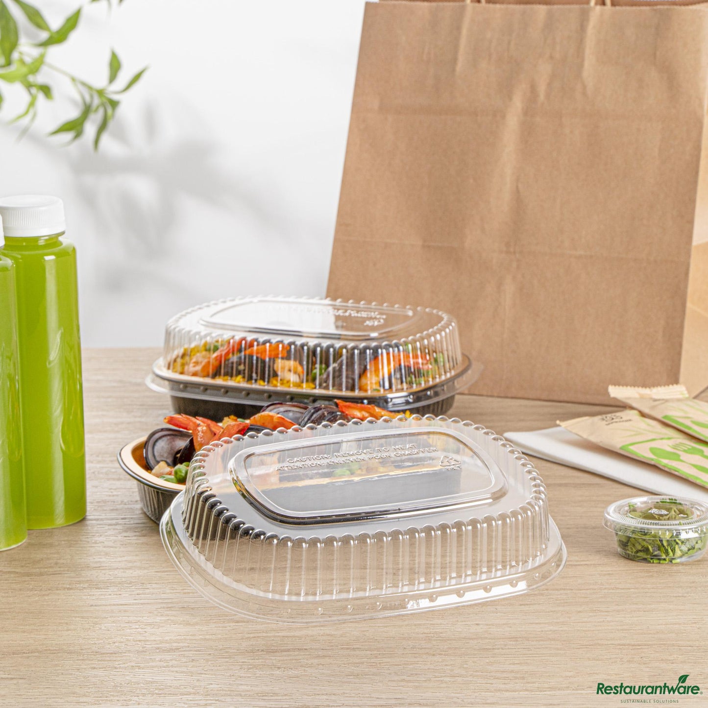 Wholesale Restaurantware Clear Plastic Lid - Fits 25 Oz Foil Take Out Pan - 8.5"×6.5"×1.5"- Bulk