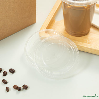 Wholesale Restaurantware Clear Plastic Lid - Fits 12 and 20 Oz Cold Cups - 3.6"×3.6"×0.1"- Bulk
