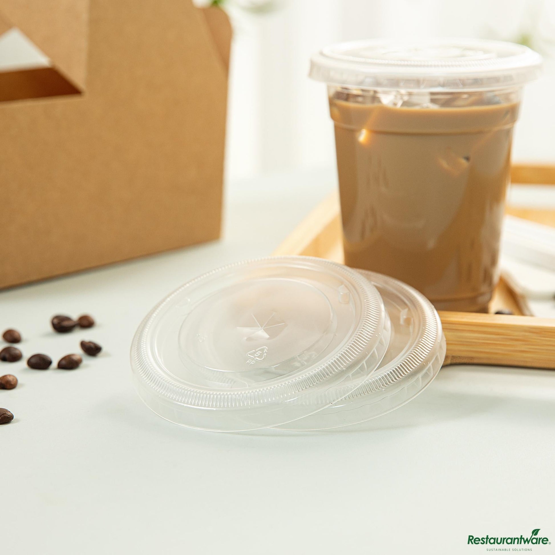 Wholesale Restaurantware Clear Plastic Lid - Fits 12 and 20 Oz Cold Cups - 3.6"×3.6"×0.1"- Bulk
