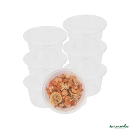 Restaurantware 68 Oz Round Clear Plastic Food Container - with Lid, Microwavable - 7.5"×7.5"×4.3"