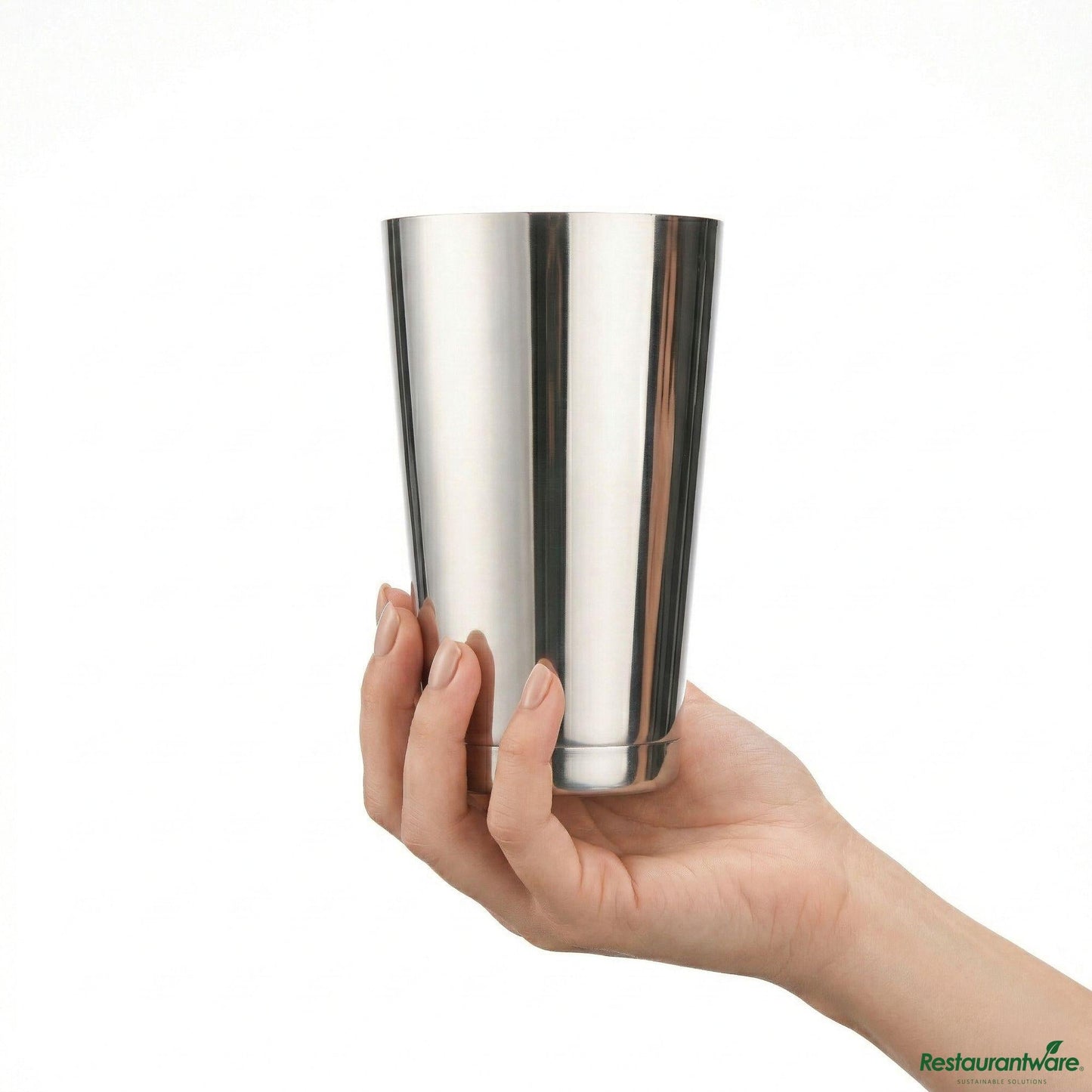 Wholesale Restaurantware Bar Lux 16 Oz Stainless Steel Boston Shaker - Weighted, Mirrored Finish - 3 1/4" X 3 1/4" X 4"- Bulk