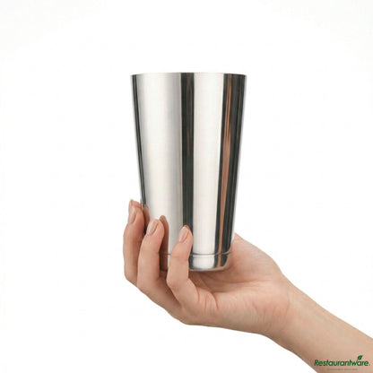 Wholesale Restaurantware Bar Lux 16 Oz Stainless Steel Boston Shaker - Weighted, Mirrored Finish - 3 1/4" X 3 1/4" X 4"- Bulk