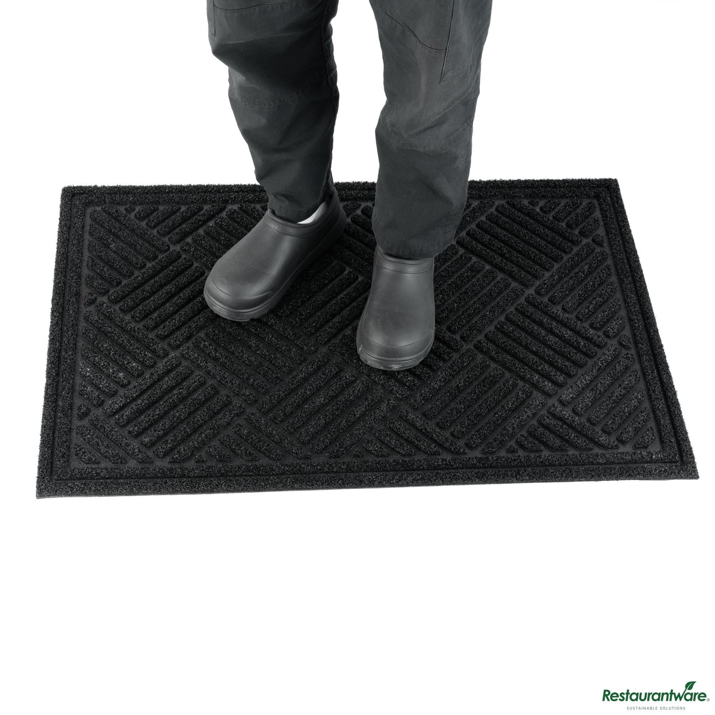 Wholesale Restaurantware Comfy Feet Black Heavy-Duty Outdoor Floor Mat - Diamond - 36" X 24"- Bulk